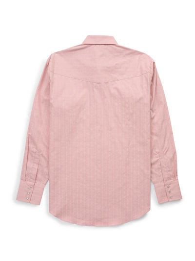 Men's Ely Cattleman Long Sleeve Barbed Wire Print Western Snap Shirt- Pink