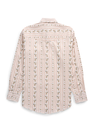 Men's Ely Cattleman Long Sleeve Wallpaper Floral Print Western Snap Shirt- Ecru