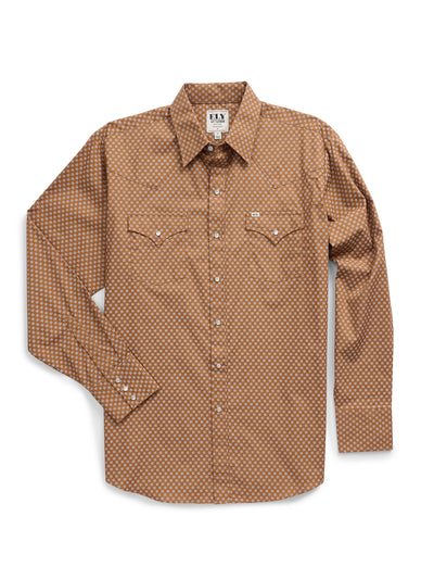 Men's Ely Cattleman Long Sleeve Retro Star Print Western Snap Shirt