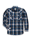 Men's Ely Cattleman Long Sleeve Textured Plaid Western Snap Shirt- Blue & Burgundy