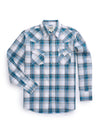 Men's Ely Cattleman Long Sleeve Textured Plaid Western Snap Shirt- White & Black