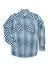 Men's Ely Cattleman Long Sleeve Classic Check Western Snap Shirt- Turquoise & Red