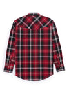 Men's Ely Cattleman Long Sleeve Textured Plaid Western Snap Shirt- Black Cherry & Blue