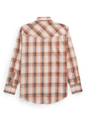 Men's Ely Cattleman Long Sleeve Textured Plaid Western Snap Shirt- Rust & Blue