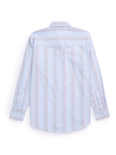 Men's Ely Cattleman Long Sleeve Textured Stripe Western Snap Shirt- White & Navy