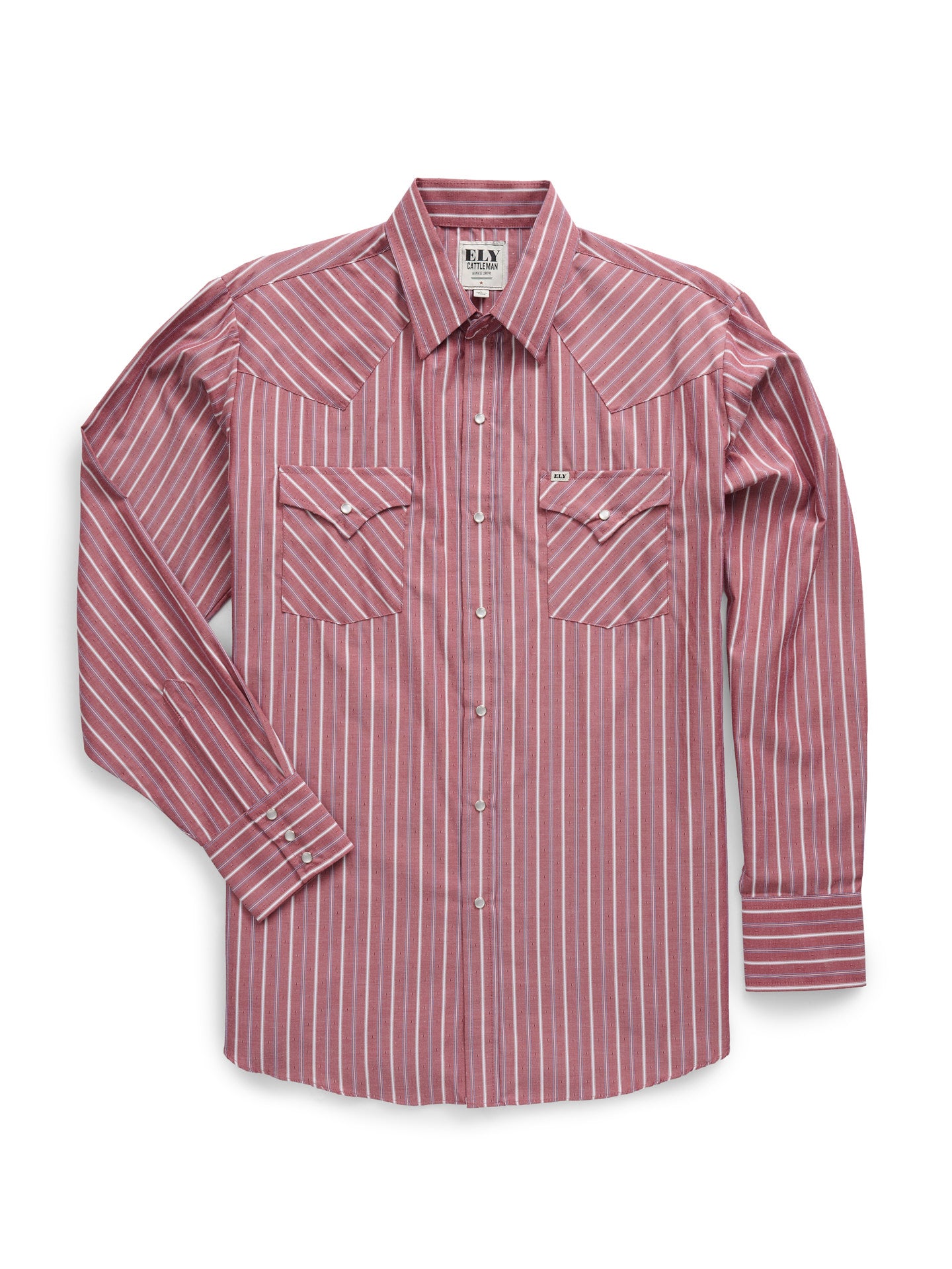 Men's Ely Cattleman Long Sleeve Red Americana Stripe Western Snap Shirt
