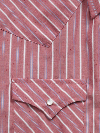 Men's Ely Cattleman Long Sleeve Red Americana Stripe Western Snap Shirt