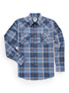Men's Ely Cattleman Long Sleeve Textured Plaid Western Snap Shirt- Navy