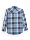 Men's Ely Cattleman Long Sleeve Textured Plaid Western Snap Shirt- Blue