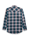 Men's Ely Cattleman Long Sleeve Textured Plaid Western Snap Shirt- Teal