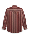 Men's Ely Cattleman Long Sleeve Textured Stripe Western Snap Shirt- Burgundy