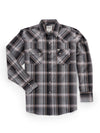 Men's Ely Cattleman Long Sleeve Textured Plaid Western Snap Shirt- Black