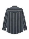 Men's Ely Cattleman Long Sleeve Textured Stripe Western Snap Shirt- Black