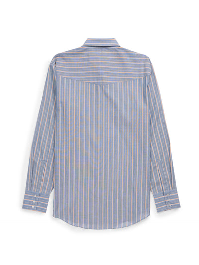 Men's Ely Cattleman Long Sleeve Textured Stripe Western Snap Shirt-Blue