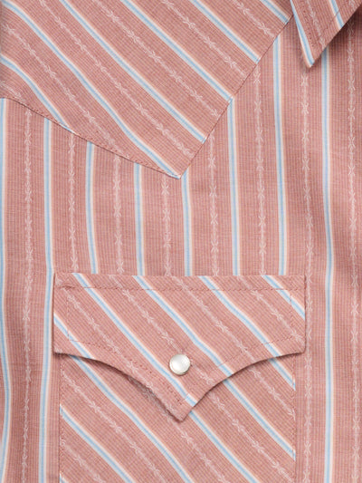 Men's Ely Cattleman Long Sleeve Textured Stripe Western Snap Shirt-Copper