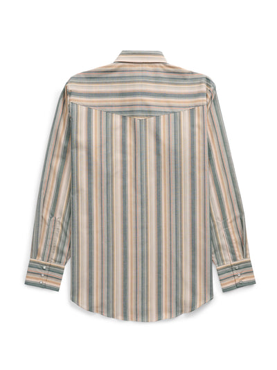 Men's Ely Cattleman Long Sleeve Textured Stripe Western Snap Shirt- Ecru