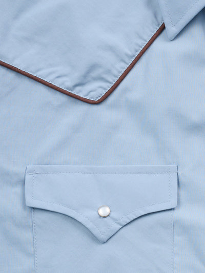 Men's Ely Cattleman Long Sleeve Western Snap Shirt with Contrast Piping- Stone Blue