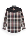 Men's Ely Cattleman Retro Plaid Western Snap Shirt with Eagle Embroidery