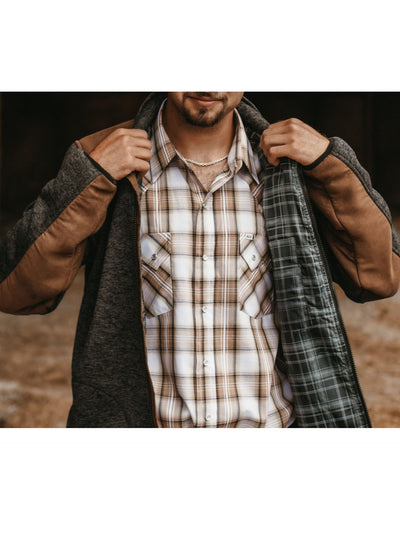 Men's Knit Western Contrast Full Zip Jacket