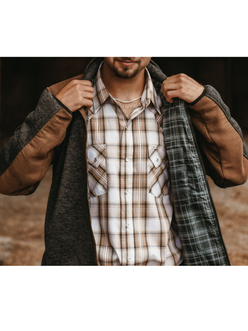 Men's Knit Western Contrast Full Zip Jacket