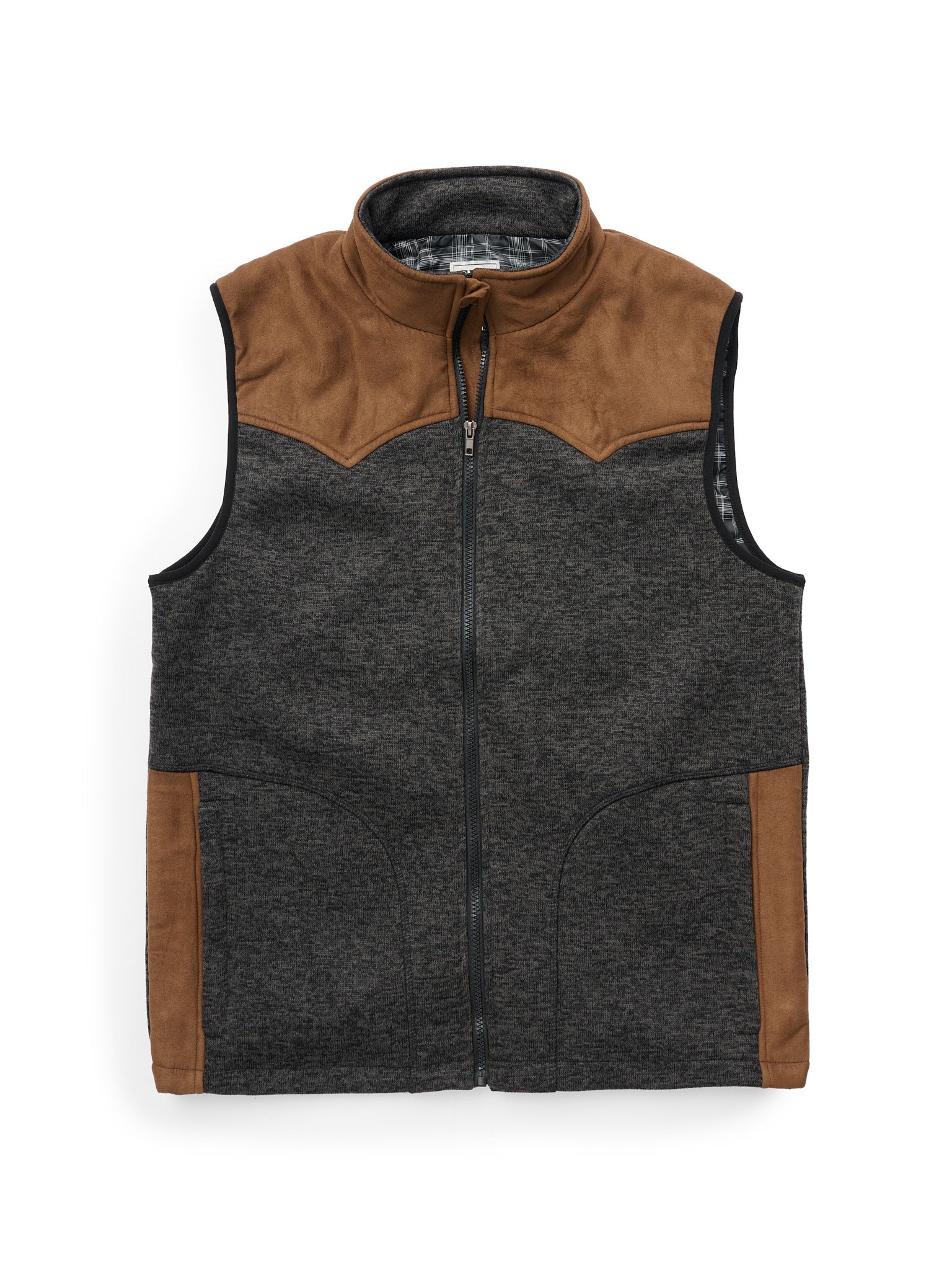 Men's Knit Western Contrast Full Zip Vest