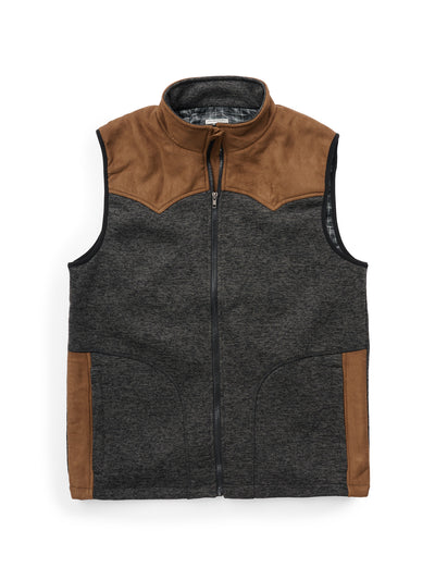 Men's Knit Western Contrast Full Zip Vest