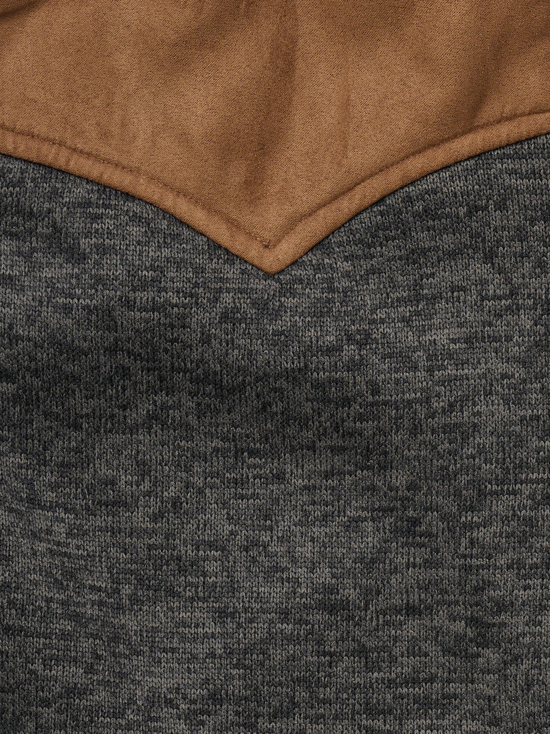 Men's Knit Western Contrast Full Zip Vest