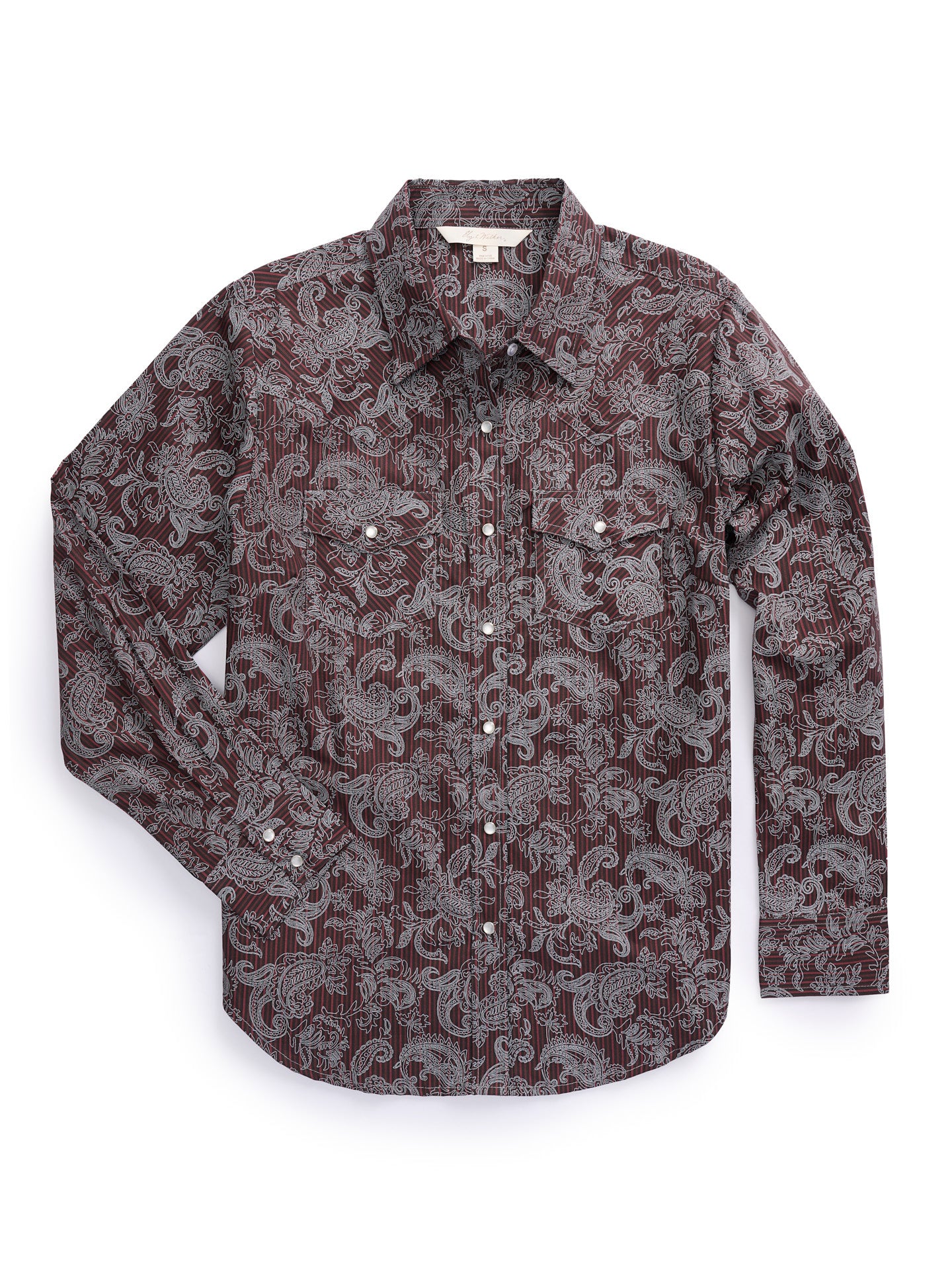 Women's Ely Cattleman Burgundy Paisley Print Western Snap Shirt