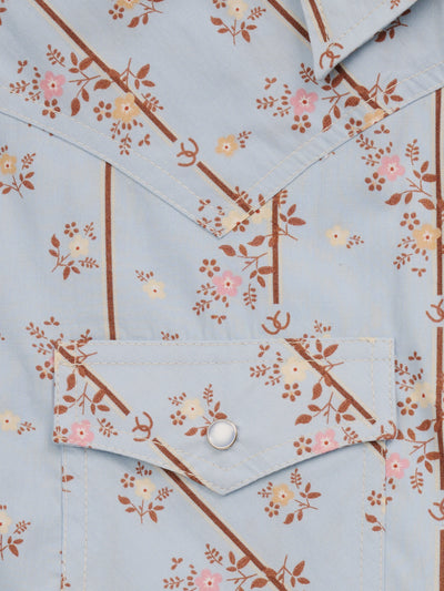 Women's Ely Walker Stone Blue Horseshoe Floral Print Sleeveless Shirt