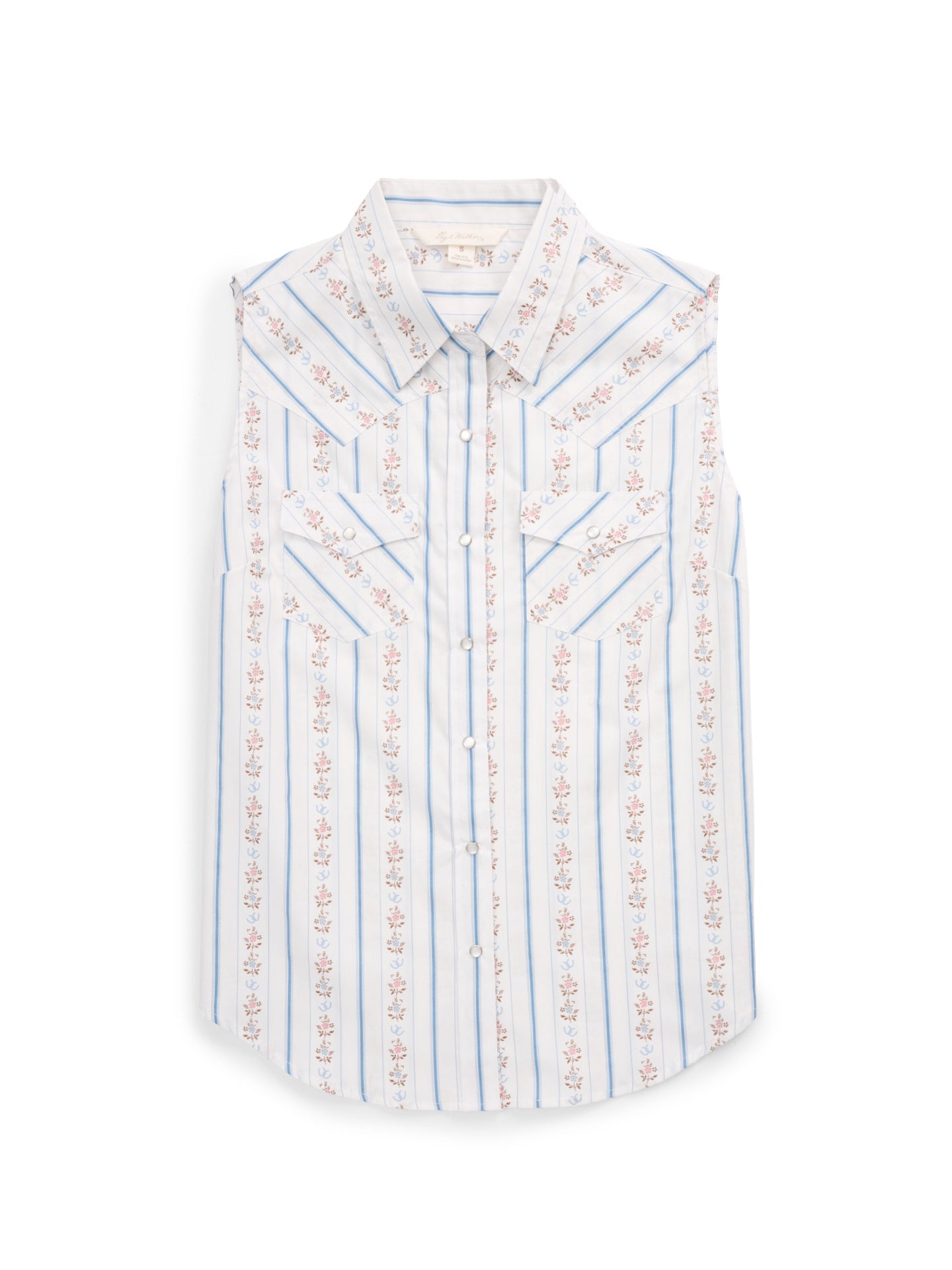 Women's Ely Walker White Horseshoe Wallpaper Floral Print Sleeveless Shirt