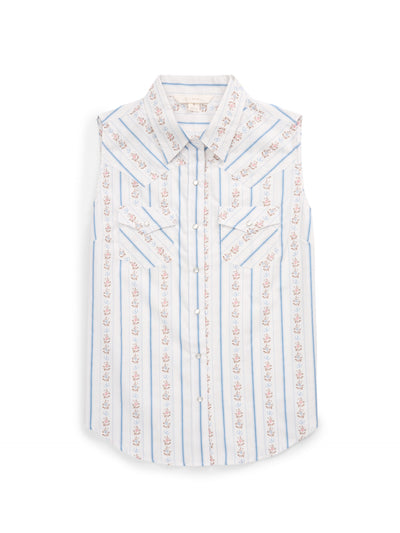 Women's Ely Walker White Horseshoe Wallpaper Floral Print Sleeveless Shirt