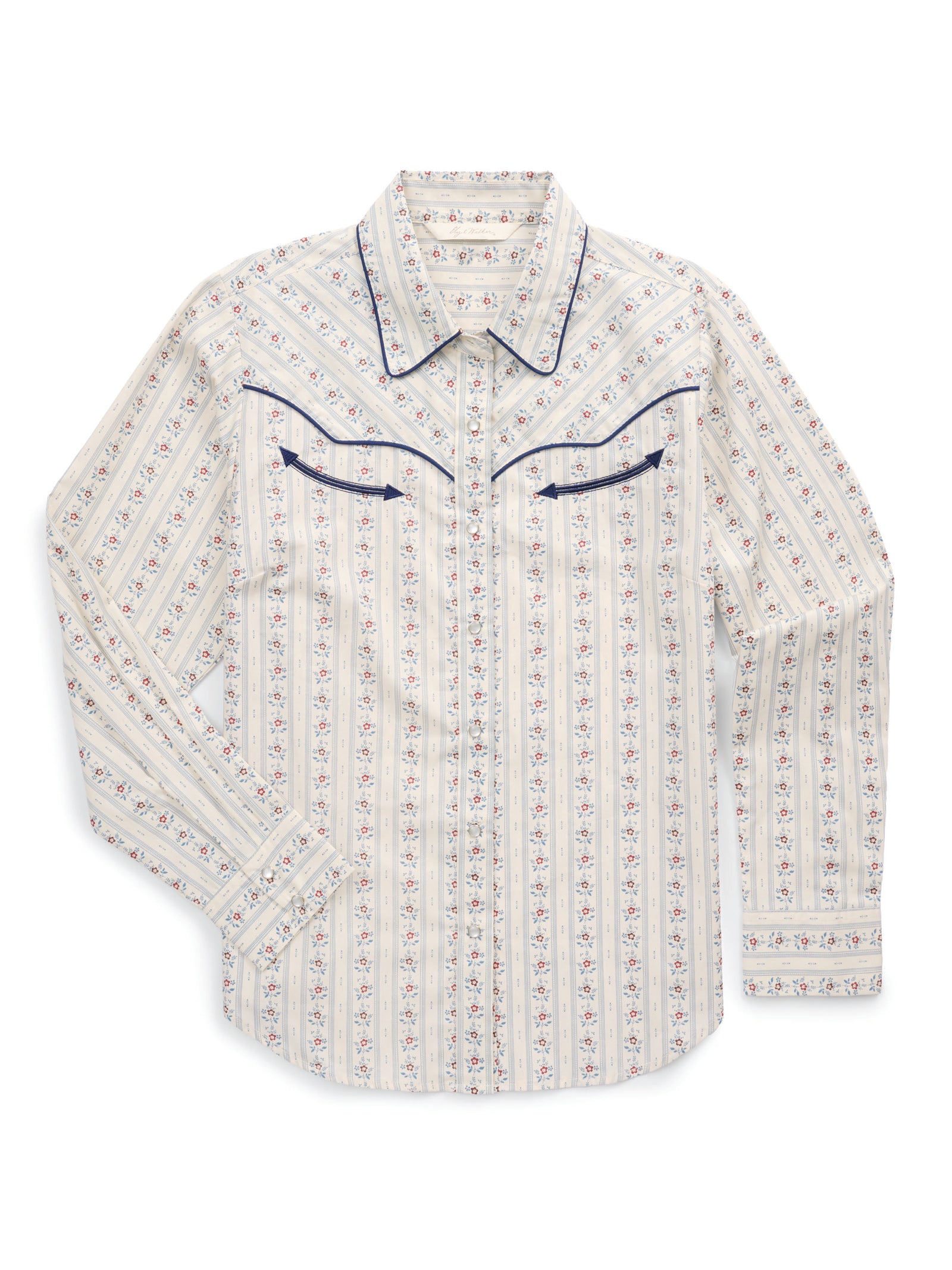 Women's Ely Walker Ecru Wallpaper Floral Print Western Snap Shirt