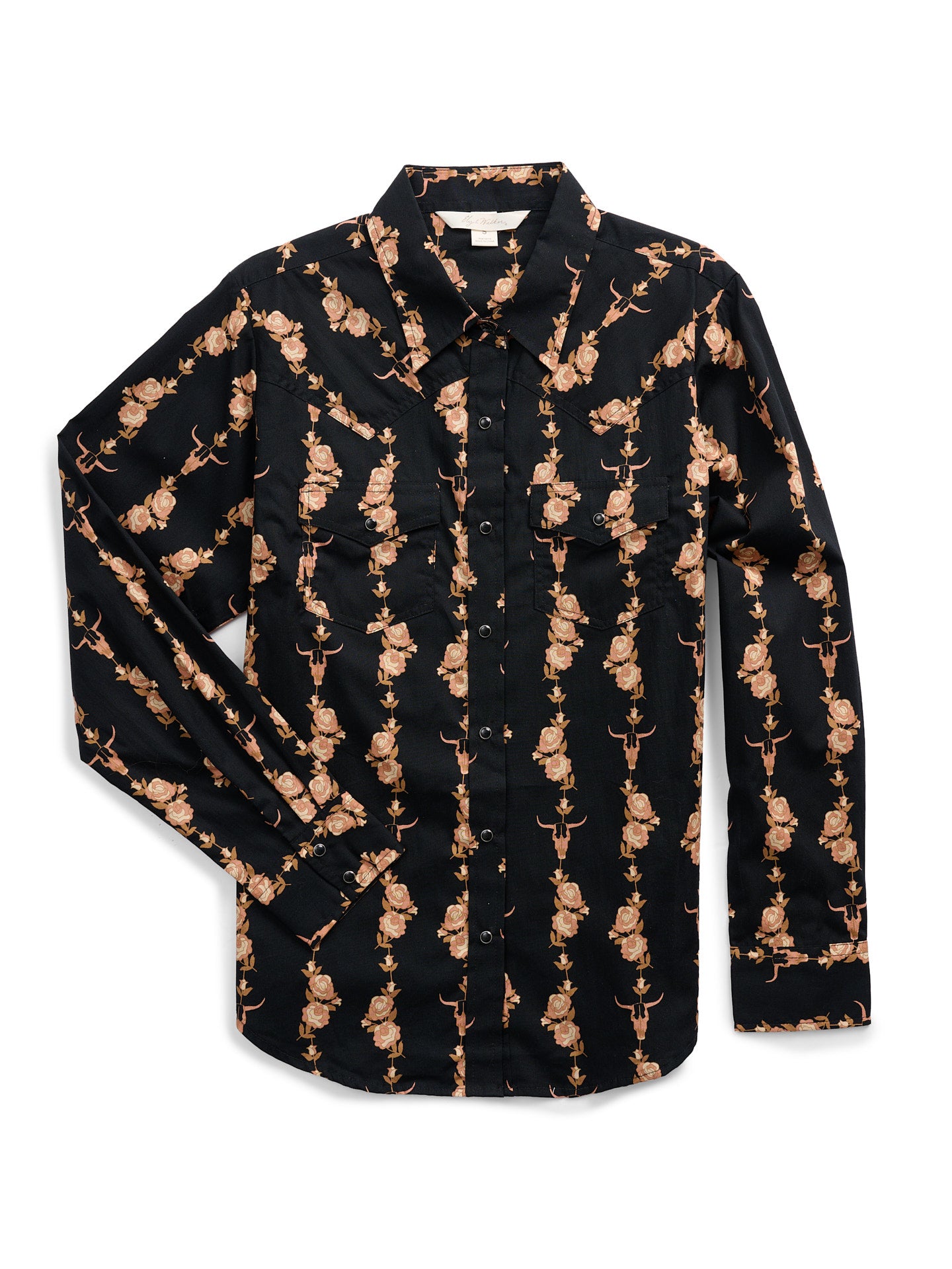 Women's Ely & Walker Black Rose Print Western Snap Shirt