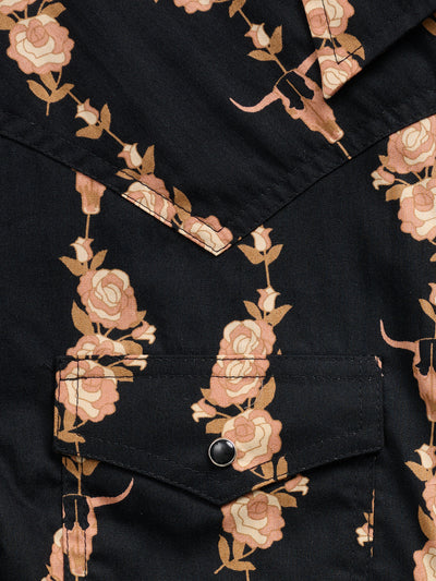 Women's Ely & Walker Black Rose Print Western Snap Shirt
