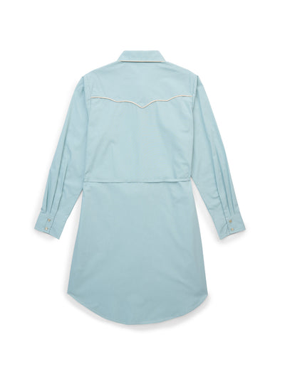 Women's Ely & Walker Dusty Aqua with Caramel Rose Embroidery Shirt Dress