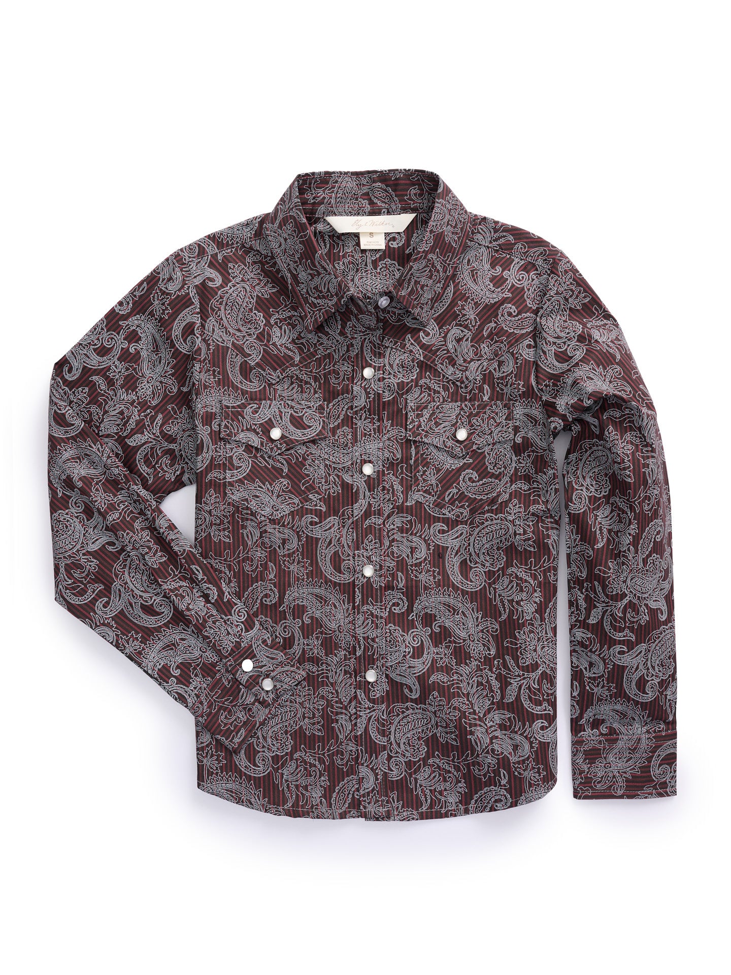 Girl's Ely Cattleman Burgundy Paisley Print Western Snap Shirt