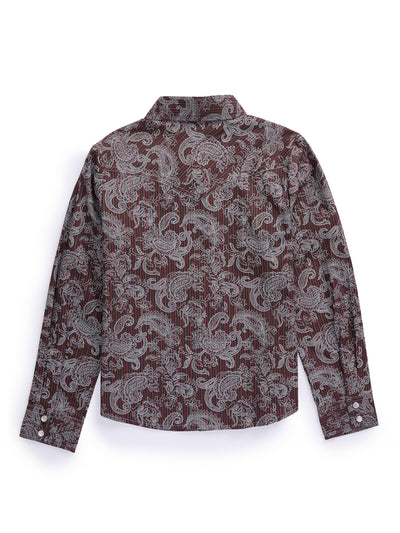 Girl's Ely Cattleman Burgundy Paisley Print Western Snap Shirt