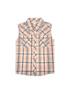 Girl's Ely Cattleman Peach Plaid Sleeveless Shirt