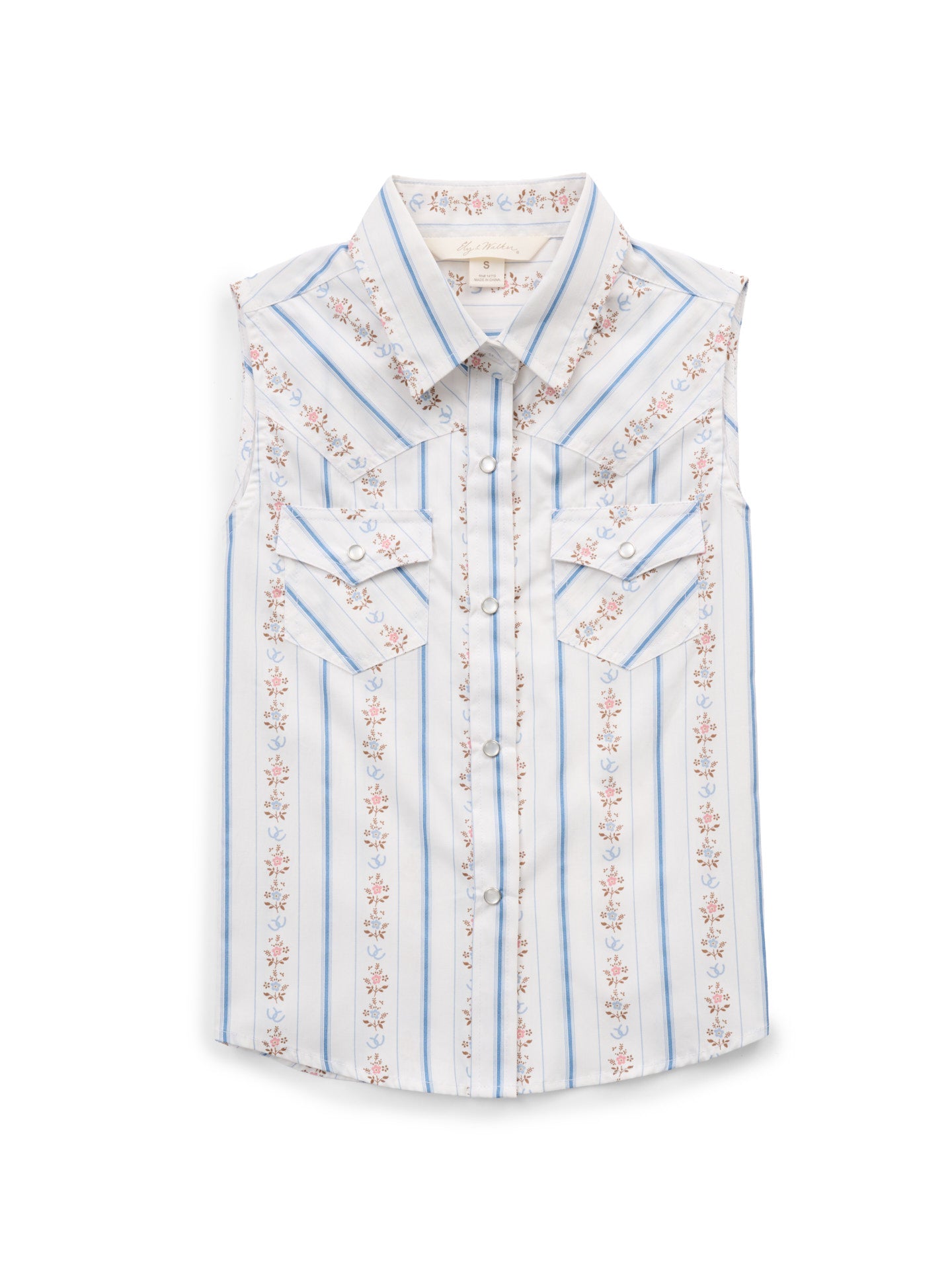 Girl's Ely Walker Horseshoe Wallpaper Floral Print Sleeveless Shirt