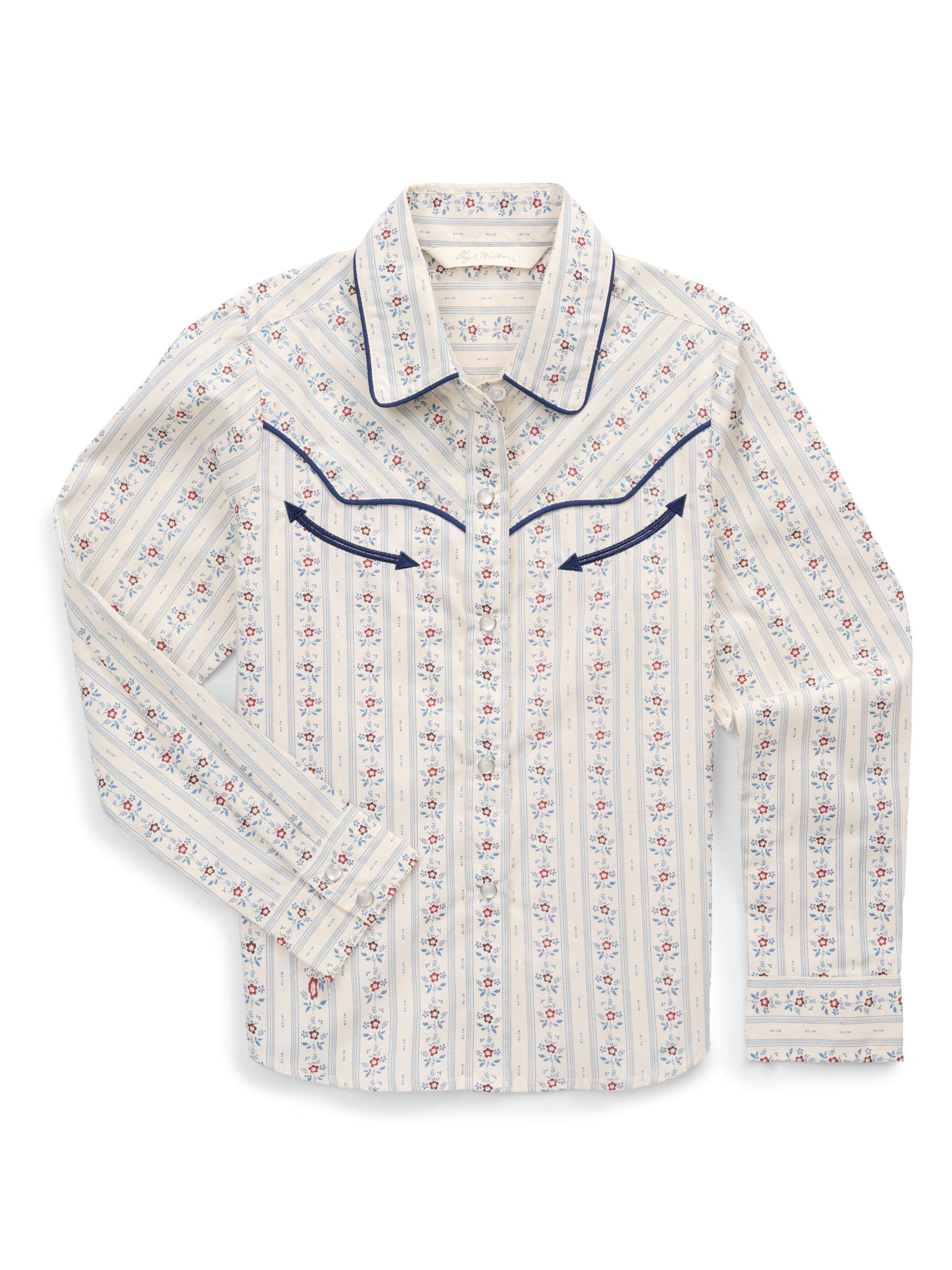 Girl's Ely Cattleman Ecru Wallpaper Floral Print Western Snap Shirt