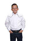 Boy's Ely Cattleman Long Sleeve Solid Western Snap Shirt with Black Piping