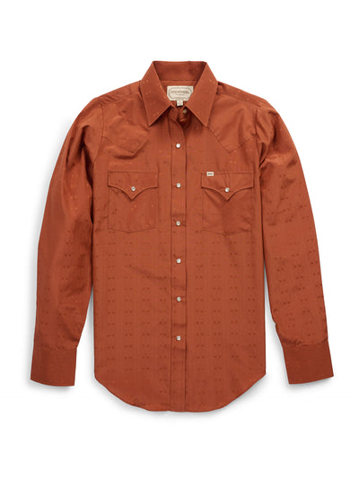 Women's Cowboygirl Rust Solid Tonal Dobby Granddaddy Snap Shirt