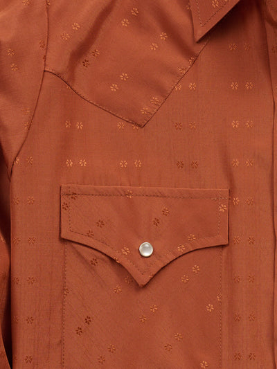 Women's Cowboygirl Rust Solid Tonal Dobby Granddaddy Snap Shirt