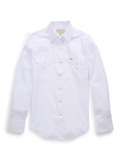 Women's Cowboygirl White Solid Tonal Dobby Granddaddy Snap Shirt