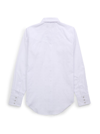 Women's Cowboygirl White Solid Tonal Dobby Granddaddy Snap Shirt