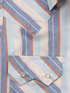 Women's Cowboygirl Ecru & Cowboy Blue Striped Granddaddy Snap Shirt