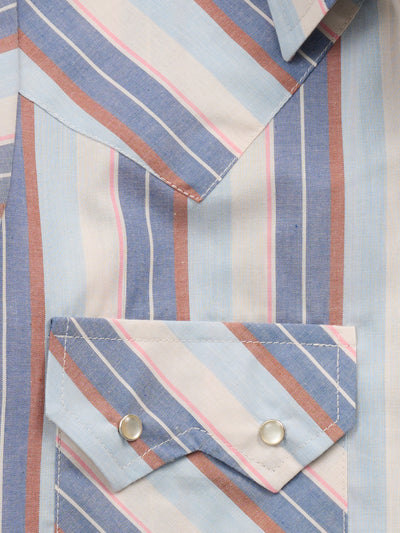 Women's Cowboygirl Ecru & Cowboy Blue Striped Granddaddy Snap Shirt