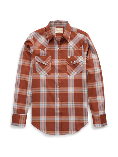 Women's Cowboygirl Ranch Rig Rust Plaid Granddaddy Snap Shirt