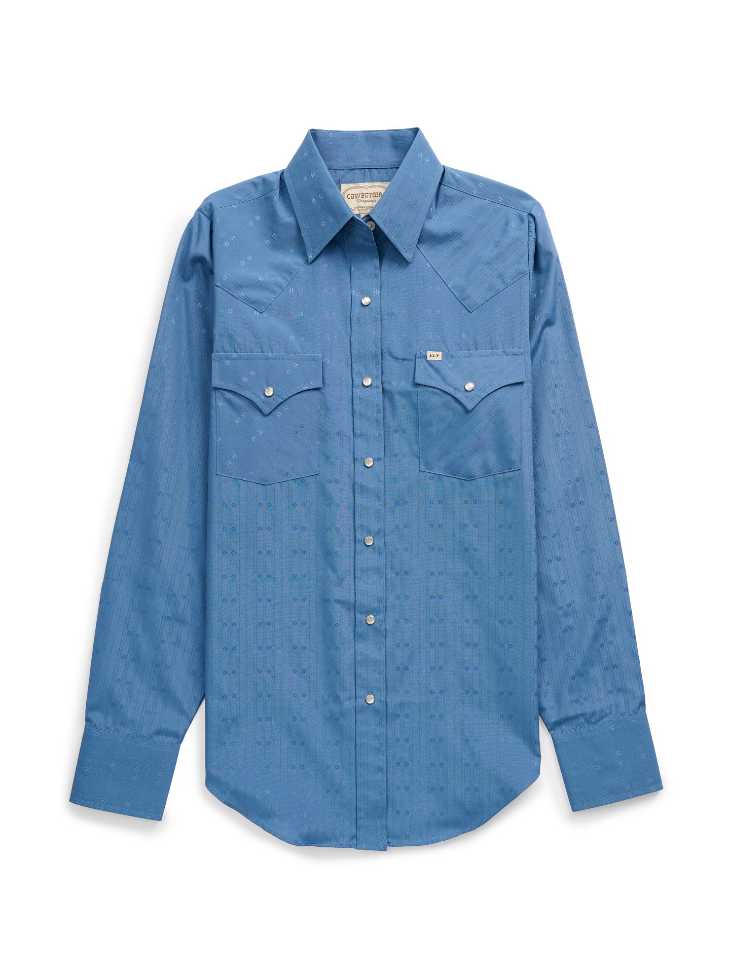 Women's Cowboygirl Cowboy Blue Tonal Dobby Solid Granddaddy Snap Shirt