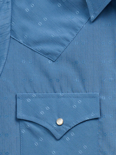 Women's Cowboygirl Cowboy Blue Tonal Dobby Solid Granddaddy Snap Shirt